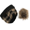thumbnail image 4 of Herrnalise Women Casual Plaid Stitching Outdoor Plush Hats Crochet Knit Beanie Cap, 4 of 4