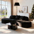 thumbnail image 2 of Lincordor 123in Curved Sectional Sofa with Memory Foam, Oversized Deep Seat Boneless Couches, Corduroy Upholstery & 3 Pillows, No Assembly Required for Living Room(black), 2 of 7