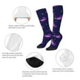 thumbnail image 3 of Xecao Eggplant print thigh-high socks, crafted for both men and women with a stretchy, high-opaque design perfect for daily wear, 3 of 6