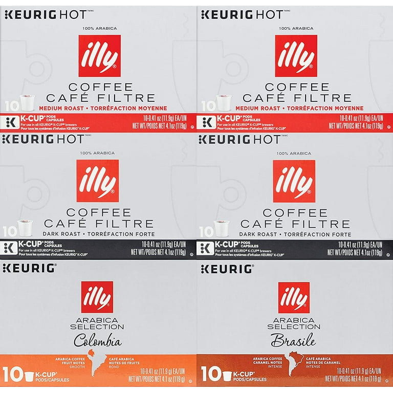 Illy Coffee, Variety Pack, K Cup for Keurig, 100% Arabica Bean Signature  Italian Blend, Premium Gourmet Roast Single Serve Drip Coffee,, 60Count