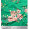 thumbnail image 1 of Soimoi Green Moss Georgette Fabric Leaves & Peony Floral Print Sewing Fabric Yard 42 Inch Wide, 1 of 3