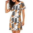 thumbnail image 2 of Vsdgher Motif Chats Amusants Chemise de Nuit à Manches Courtes Col Rond Mignonne Robe de Nuit Confortable, 2 of 6