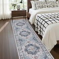 thumbnail image 4 of Roxstand 2'x8' Washable Runner Rug for Hallway Entrance Bedroom Entryway, Vintage Non Slip Stain Resistant Kitchen Rugs, Blue, 4 of 10