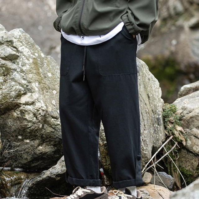 Pantalones de trabajo rectos de tubo para hombre, holgados, con cremallera y bolsillo, estilo retro, informales, largos
