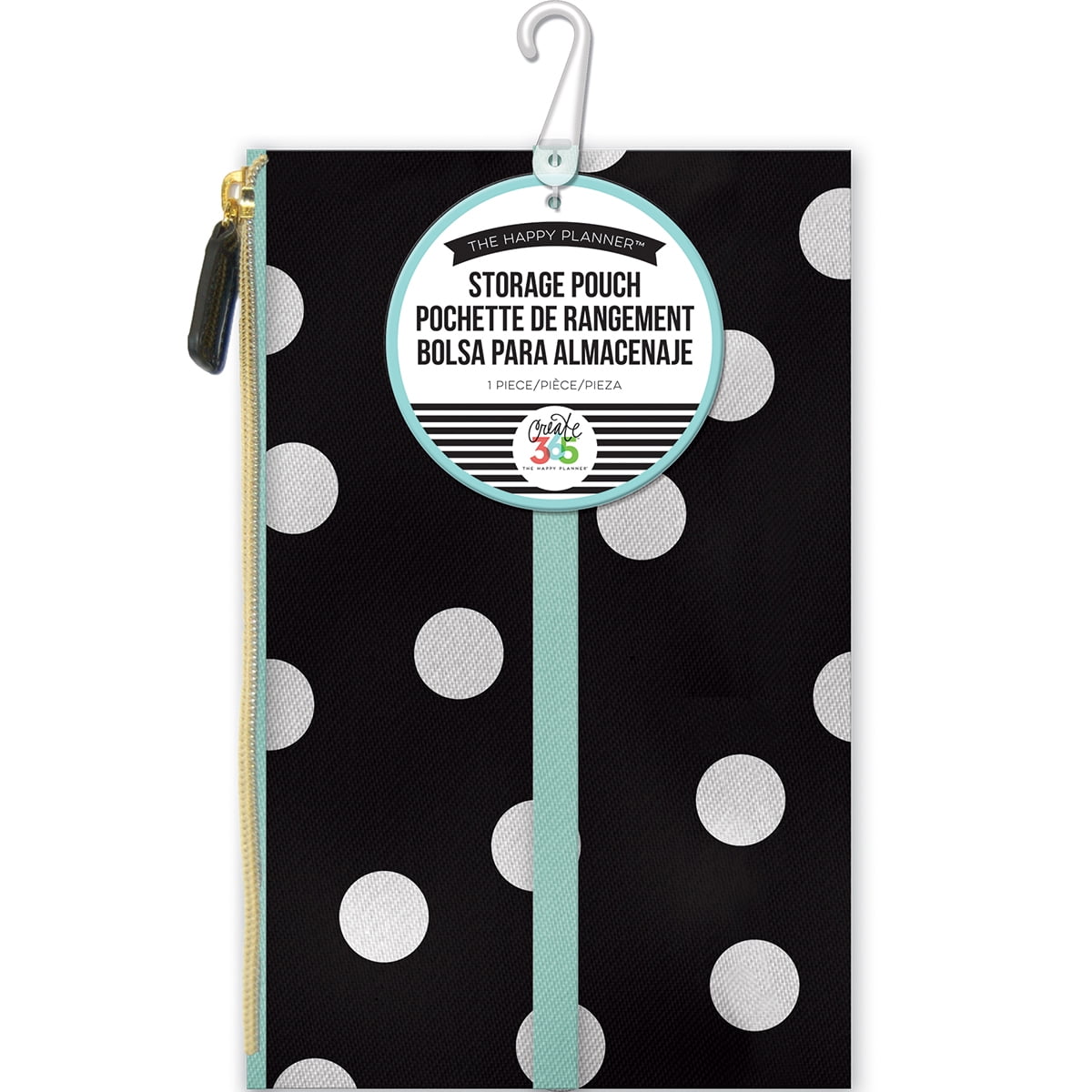 Happy Planner Zipper Pouch 5.75"X9.25" White Scattered Dot