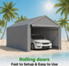 Abba Patio 12x20 ft Carport, Large Heavy Duty Car Tent Canopy w/ Sidewalls & Doors, Gray