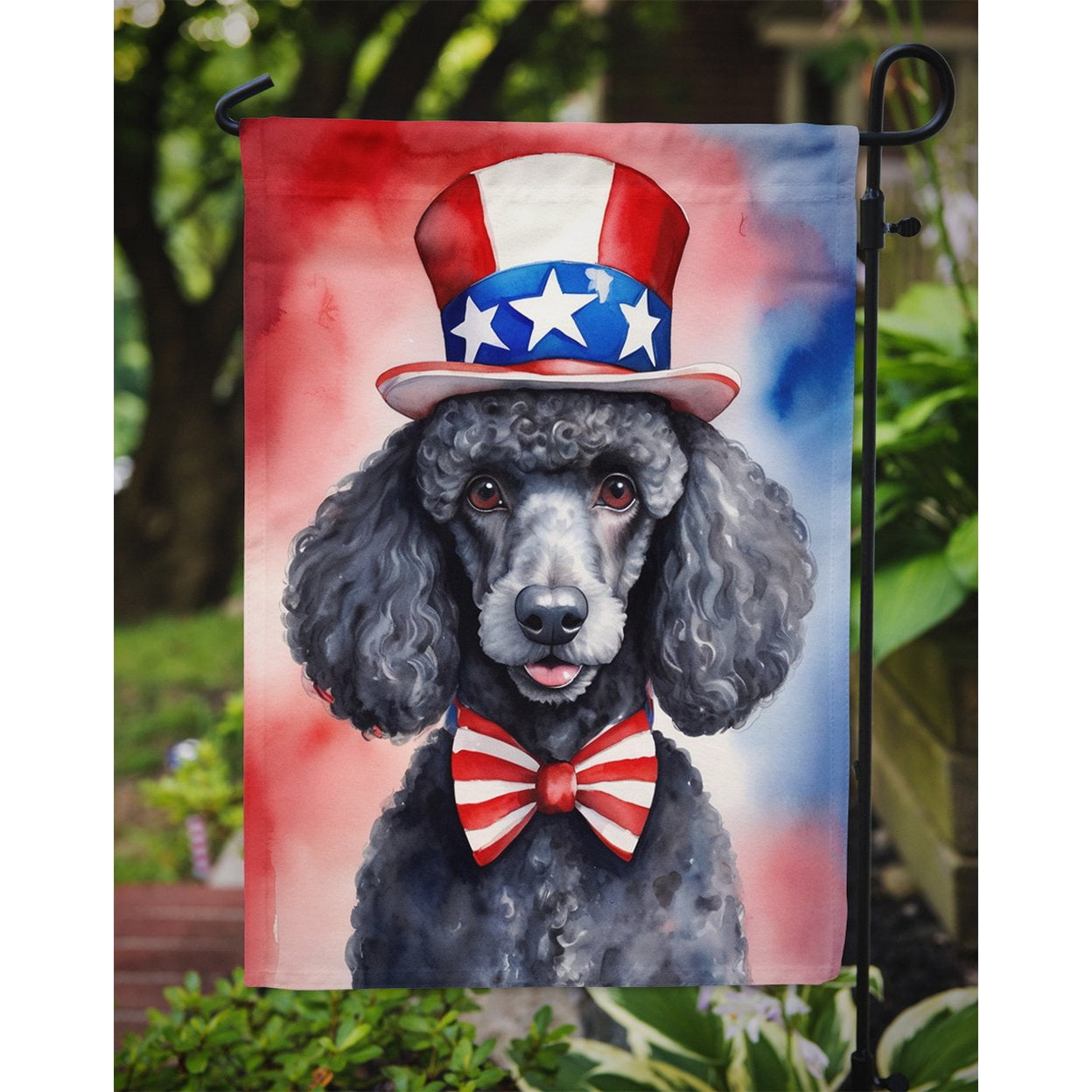 Black Poodle Patriotic Garden Flag 11.25 in x 15.5 in