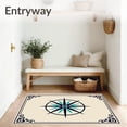 thumbnail image 3 of ODIKA 5'x7' Machine Washable Non-Slip Area Rug, Nautical Voyage Compass Journey High Traffic Rug with Pad, Ivory, 702493, 3 of 8