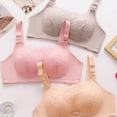 thumbnail image 3 of Alun Women's Wireless Push up Bras Floral Lace Splicing Design Seamless T Shirt Bra Comfort Light Support Thin Padded Full Coverage Everyday Wear Bralettes Pink 34, 3 of 4