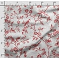 thumbnail image 2 of Soimoi Bird & Flowers Print Poly Taffeta Fabric Decor Sewing Fabric By The Yard 56 Inch WideDecorative Fabric For Outdoor Upholstery, Umbrellas And Home Accents-Red, 2 of 5
