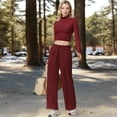 thumbnail image 3 of Women's Long Sleeve Mock Neck Cropped Activewear Top - Medium, Burgundy, 3 of 7