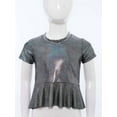 thumbnail image 3 of Zaldita Kids Girls Metallic Short Sleeve T-Shirt Cheerleading Jazz Hip Hop Dance Tops Disco Party Shirts Blouse Black 9-10, 3 of 7