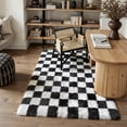 thumbnail image 4 of BERTHMEER 4'x6' Fluffy Area Rugs for Bedroom Living Room Dinning Room Plush Pile Soft Geometric Modern Indoor Carpets Rugs, Black White, 4 of 7