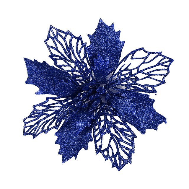 Christmas Tree Decor Artificial Pointsettas Flower Decorations Star Anise About 16cm Gold Powder Festival Xmas Pendant