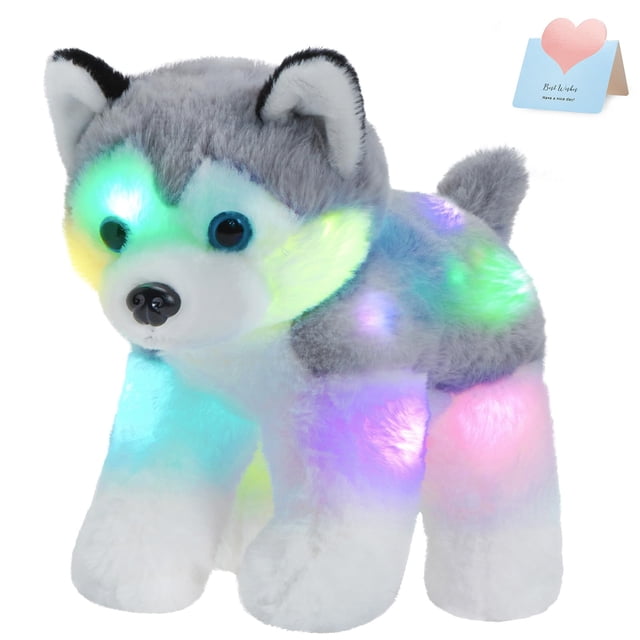 Peluche BSTAOFY Husky Puppy de 30 cm con luz nocturna LED