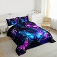 thumbnail image 3 of Homewish 3D Butterfly Galaxy Starry Night Pink Black Blue Queen Comforter Set, Reversible Luxury Girls Kids Bedding, 3pcs, 3 of 8
