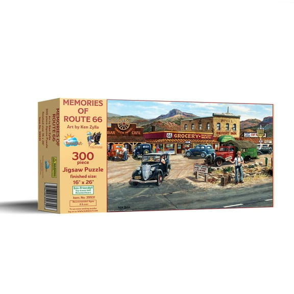 SUNSOUT INC - Memories of Route 66 - 300 pc Jigsaw Puzzle by Artist: Ken Zylla - Finished Size 16" x 26" - MPN# 39931