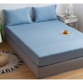 thumbnail image 1 of CPDD Super Silky Soft Pre-Washed Flat Sheet, Double Brushed and Pre-Washed Microfiber, Extremely Soft, Comfortable, Crinkle Textile (Light Blue, Full), 1 of 1