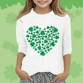 thumbnail image 1 of BYHONG T-Shirt Graphique pour Filles, Col Rond, Manches 3/4, Tunique Décontractée pour Enfants, Blanc 130, 1 of 4