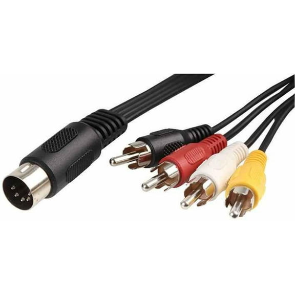 PRO SIGNAL - 5 Pin 180 Degree DIN Male to 4x Phono (RCA) Male Lead, 1.2m Black