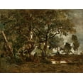 thumbnail image 2 of Rousseau, Theodore 24x19 White Modern Wood Framed Museum Art Print Titled - Forest of Fontainebleau, Cluster of Tall Trees Overlooking the Plain of Clair-Bois at the Edge of Ba, 2 of 4
