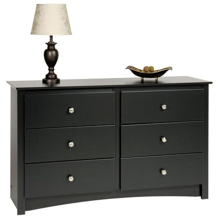 Prepac Sonoma Black Condo Sized 6 Drawer Double Dresser Walmart Com