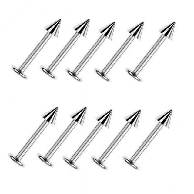 Milaget 4-6pack 10Pcs Stainless Steel Labret Lip Stud Piercing Chip 4 Pcs