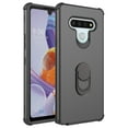 thumbnail image 2 of LG K31 Case, LG K8X/Aristo 5 Plus/Aristo 5/Phoenix 5/Fortune 3/Risio 4/Tribute Monarch Case, Rosebono 3-Layer Slim Hard Cover With Metal Ring Stand Armor Case for LG K31 (Black), 2 of 6