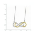 thumbnail image 2 of Sterling Silver Flash Gold-Flashed Cubic Zirconia Infinity Necklace - 17.5 Inch - Measures 33mm Wide, 2 of 2