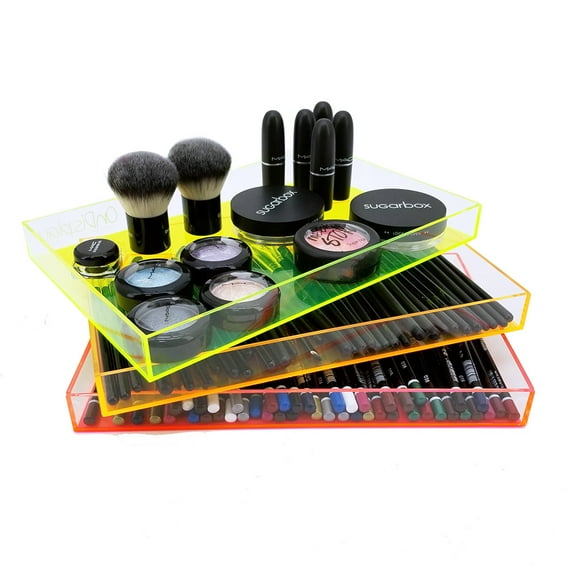 ondisplay electric neon luxe clear acrylic stackable cosmetic/jewelry tray