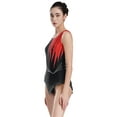 thumbnail image 6 of JanJean Women's Gymnastic Leotard Mesh Color Block Bodysuit Tops Dance Costume Dancewear Red M, 6 of 7