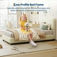 thumbnail image 5 of Juiluna Beige Twin Bed Frame with Upholstered Headboard, Low Profile Sturdy Platform Bed with Soft Boucle Fabric for Girls and Boys, Heavy Duty, Wooden Slats, Noise Free, No Box Spring Needed, 5 of 8