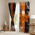thumbnail image 3 of Homewish Black Orange Abstract Blackout Curtains Set of 2 (52x84 Each), Retro Square Abstract Window Curtains, Oil Printing Artwork Curtains and Drapes, Living Room Curtains Decor, 3 of 6