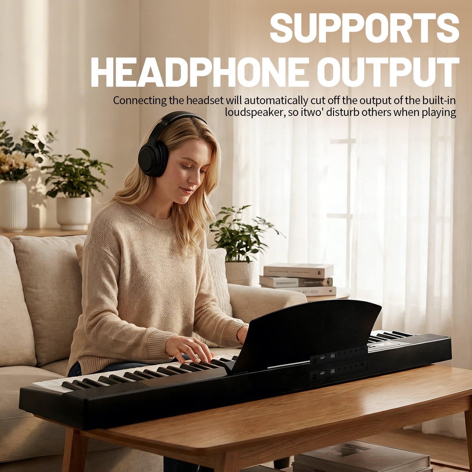 Ktaxon 88 Key Foldable Electric Keyboard Piano with Magnetic Connection, Portable Semi-Weighted Digital Piano for Beginners, Sustain Pedal, MIDI Bluetooth, Handbag, Headphone