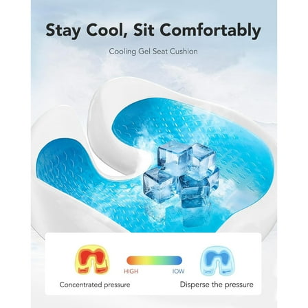 Ergonomic Seat Cushion for Office Chair, Extra Large Car Seat Cushion, Tailbone and Back Support, Cooling Gel Enhanced, 4-Zone Pressure Relief Chair Cushions for Office, Car, Wheelchair