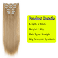 thumbnail image 3 of 24Inch 16 Clips in Hair Extensions Long Straight Hairstyle Synthetic Blonde Black Hairpieces Heat Resistant False Hair Daily Use, 3 of 7