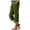 Army Green, variant on Capris Pants for Women, Titcea Elastic Waisted Drawstring Solid Color Straight Linen Pants Summer Casual Capris with Pockets