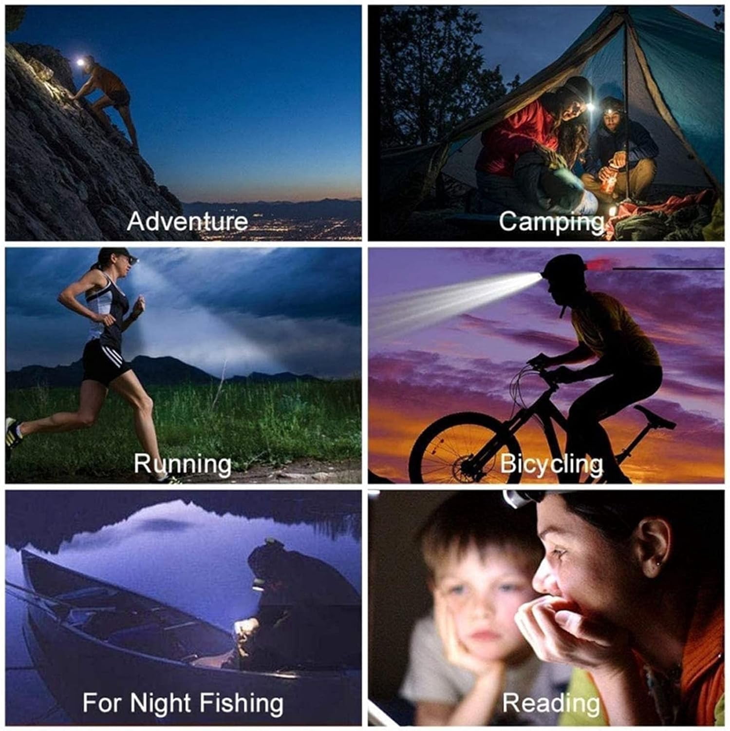 Rechargeable Headlamp, 7 LED Headlamp Flashlight Lights, 5 Modes USB Rechargeable Waterproof Head Lamp for Outdoor Camping Cycling Running Fishing, Head Lamps for Adults