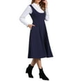 thumbnail image 4 of INSPIRE CHIC Vestido Pinafore Vintage para Mujeres con Encaje y Botones, Overoles Midi con Bolsillos L Azul Oscuro, 4 of 6