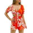 thumbnail image 1 of Moda mujer Sexy verano Casual manga corta estampado cuello en V Top pantalones cortos dos conjuntos Pompotops qwe22934, 1 of 8