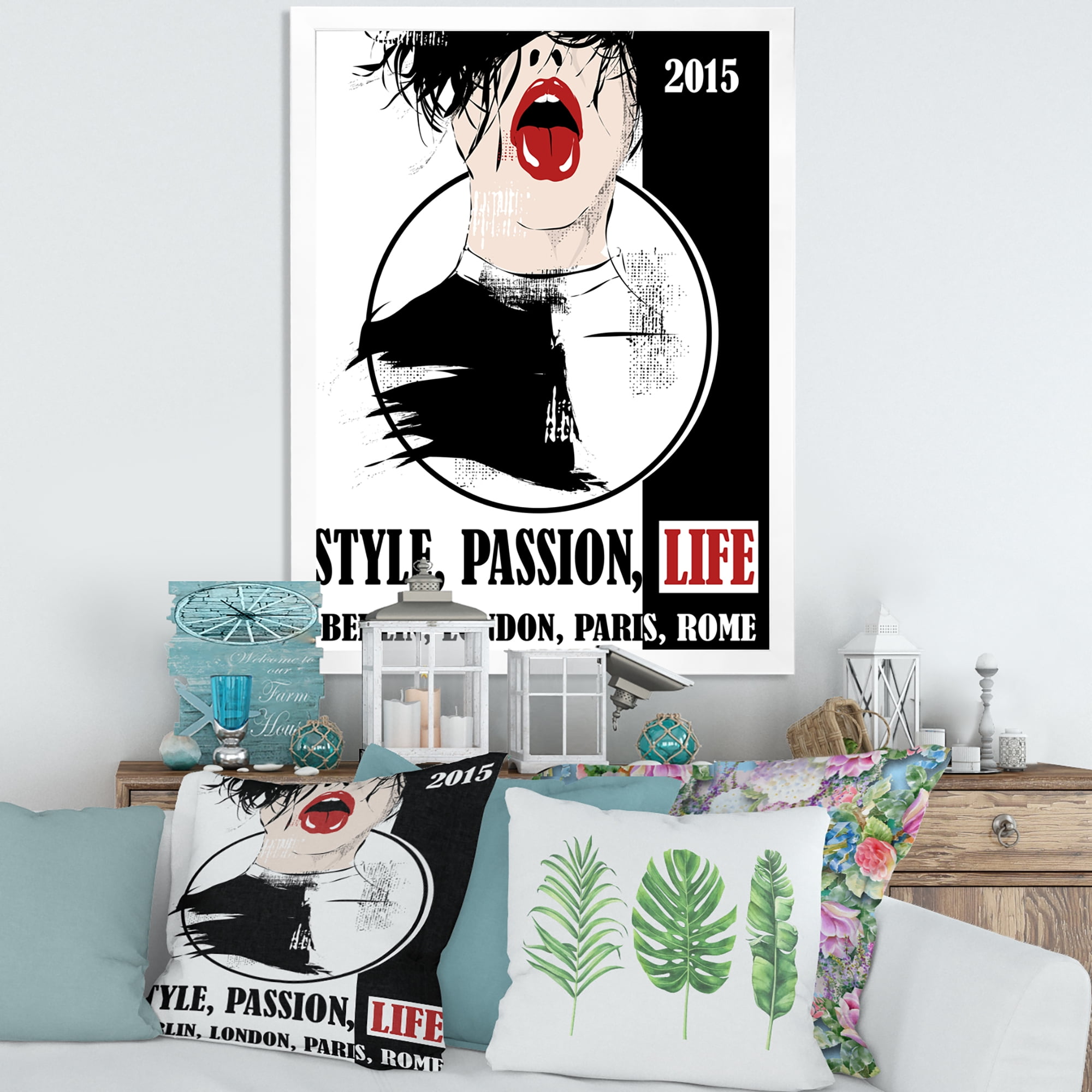 Designart 'Style Passion Life Fashion Woman VIII' Vintage Framed Art Print