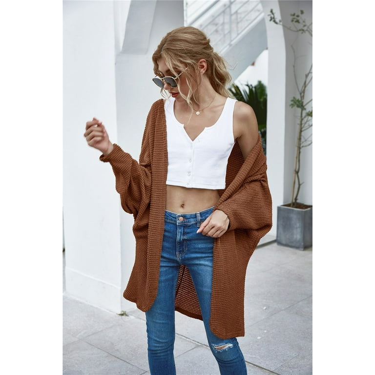 Women s Loose Soft Breezy Lounge Cardigan Walmart