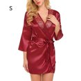 thumbnail image 1 of Camisón sexy para mujer, camisón de encaje, color sólido, albornoz de longitud media, ropa de dormir kenally AP001711-01, 1 of 7