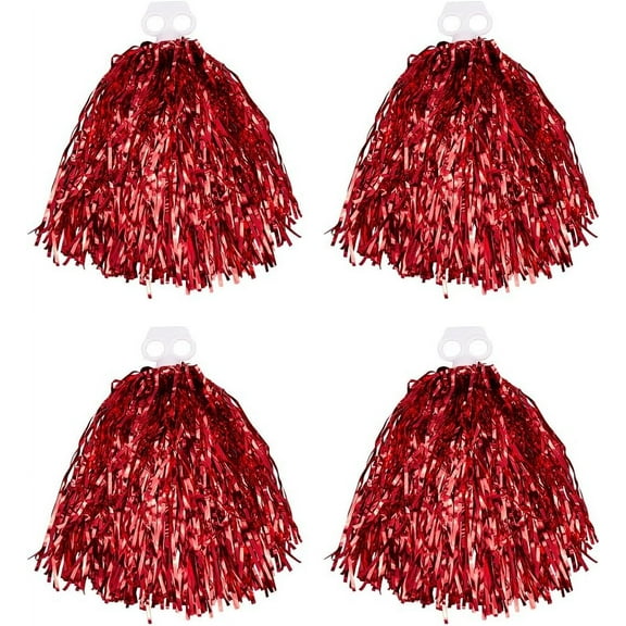 2 Pcs Pom Poms Cheerleading Metallic Cheerleader Pom Poms with Baton Handle Cheer Pom Poms for Sports Game Cheering Team Training Party Dance Stage 11.02x4.72 Inch