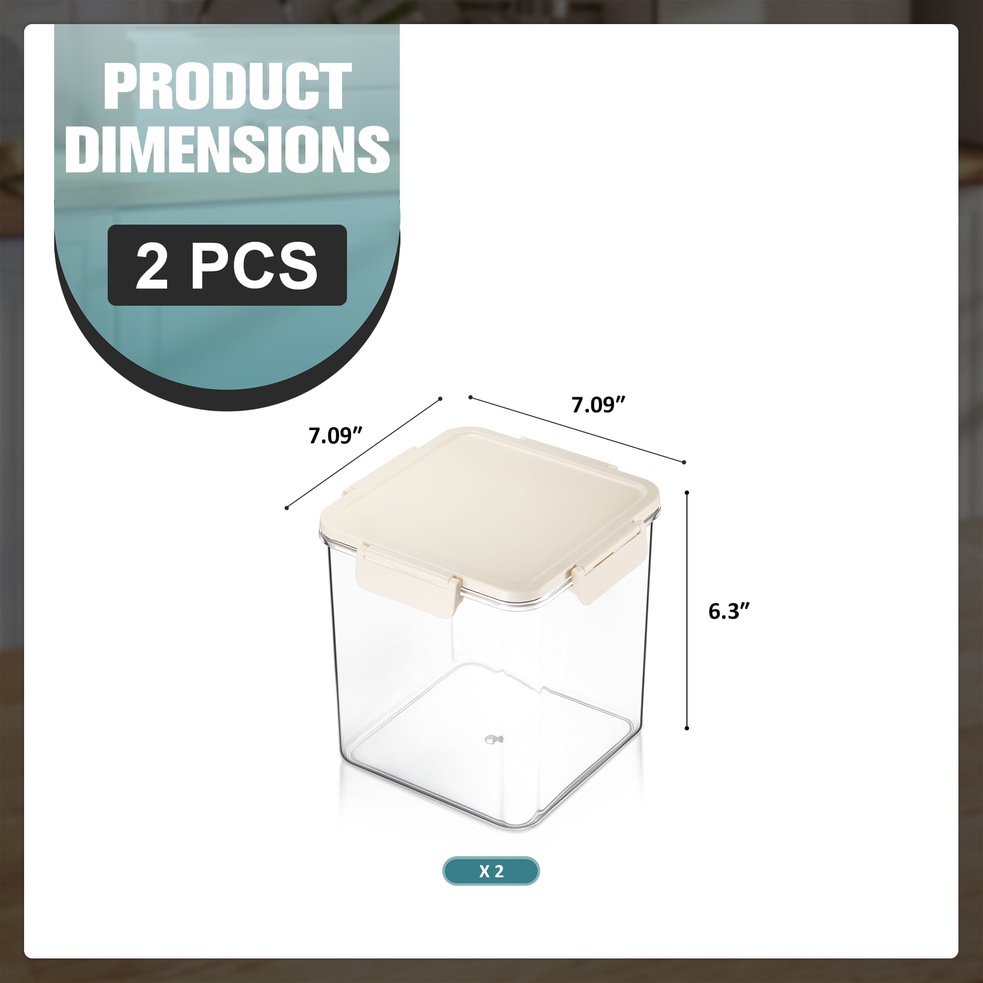 Sorbus 2-Pack Medium Tall Square Airtight Food Storage Containers – Clear Stackable Pantry