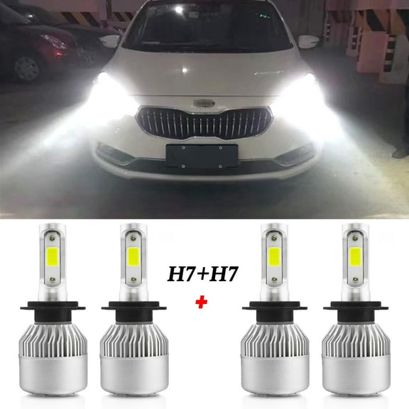 For Kia Soul 2014 2015 2016 2017 2018 2019 LED Headlight Bulbs H7 High Beam and Low Beam 4pc