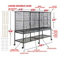 thumbnail image 2 of Large Double Flight Bird House Breeder Cage With Center Divider Side Breeding Nest Doors with Removable Rolling Stand Canary Parakeet Cockatiel Lovebird Finches, 2 of 10