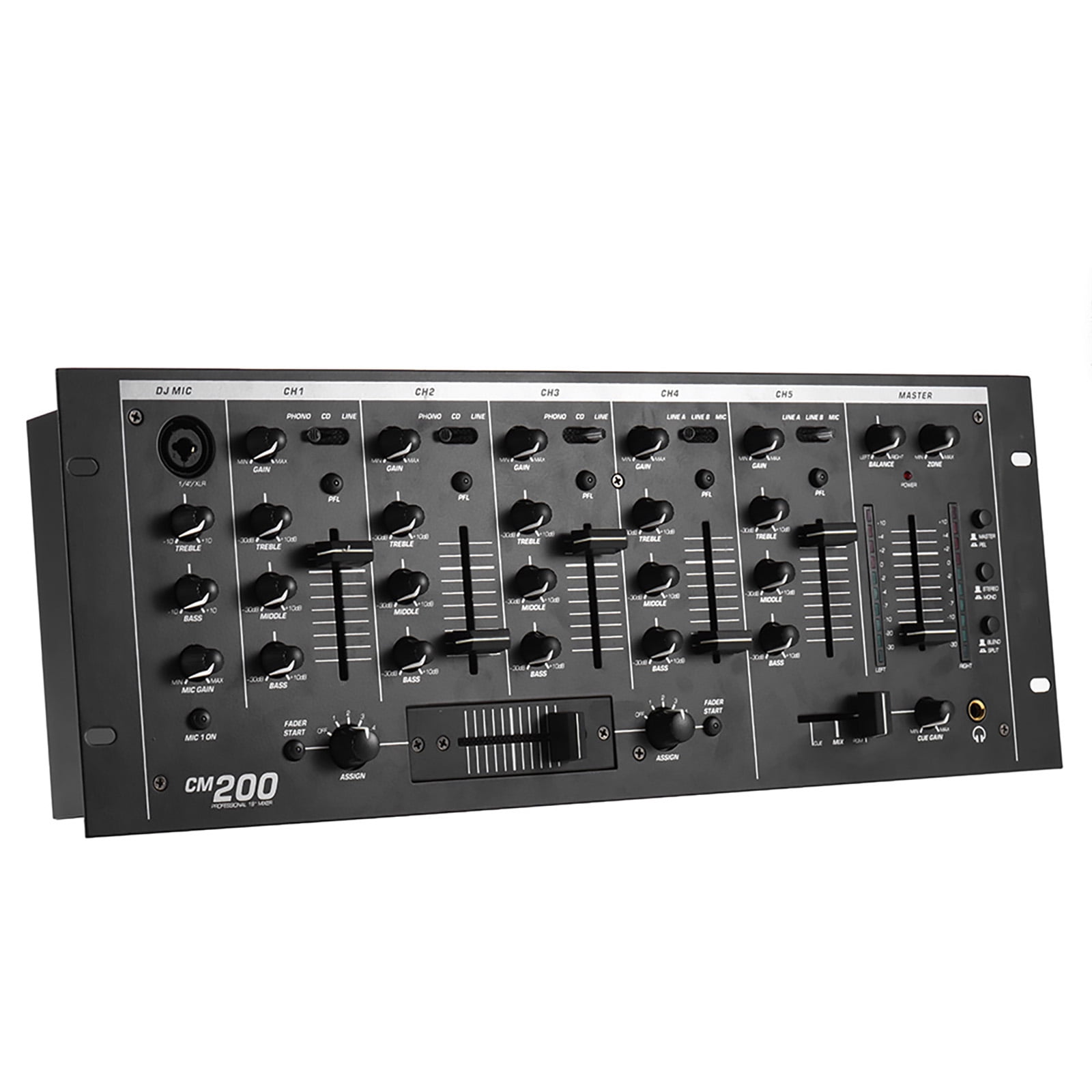 Professional 5-Channel DJ Rack Mount Stereo Mixer Mixing Console
