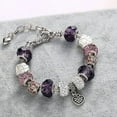 thumbnail image 4 of Mother Charms Bracelet for Women Murano Glass Beads Butterfly Flower Charms Amethyst Bracelets, 4 of 10