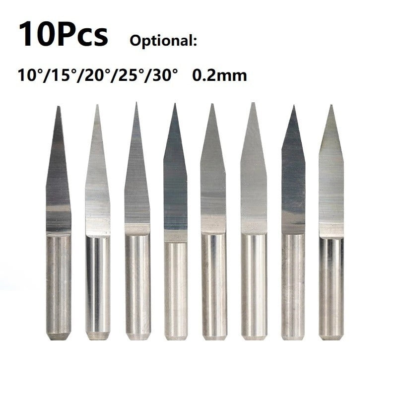 10Pcs PCB Carbide Tools End Mill CNC Cutting Bits Engraving Milling Cutters New 